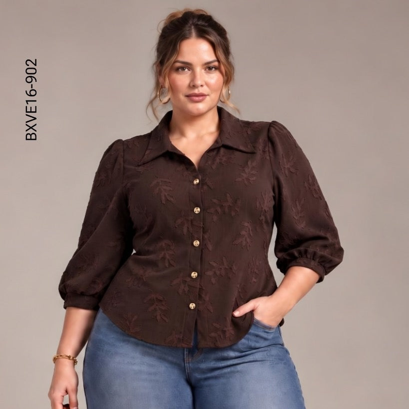 Blusa Plus Botones metálicos dorados P 902