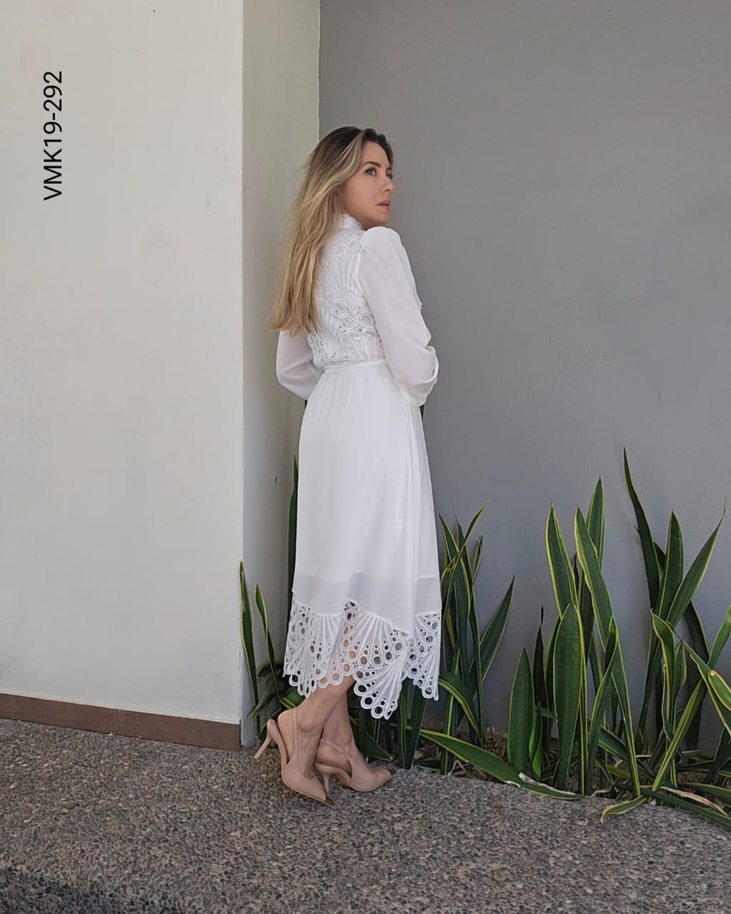Vestido blanco con encaje S 292
