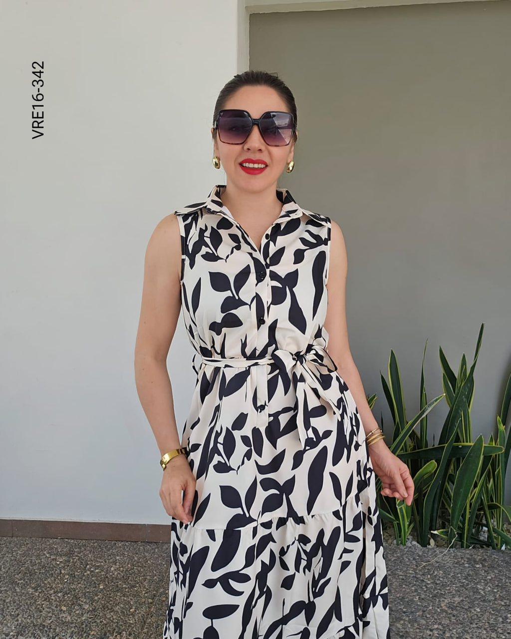 Vestido largo corte camisero sin mangas P 342