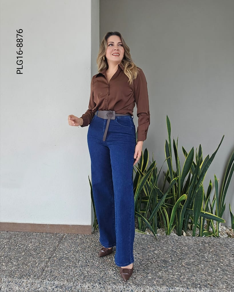 Pantalón de mezclilla de tiro alto wide leg P 8876