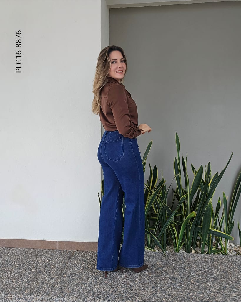 Pantalón de mezclilla de tiro alto wide leg P 8876