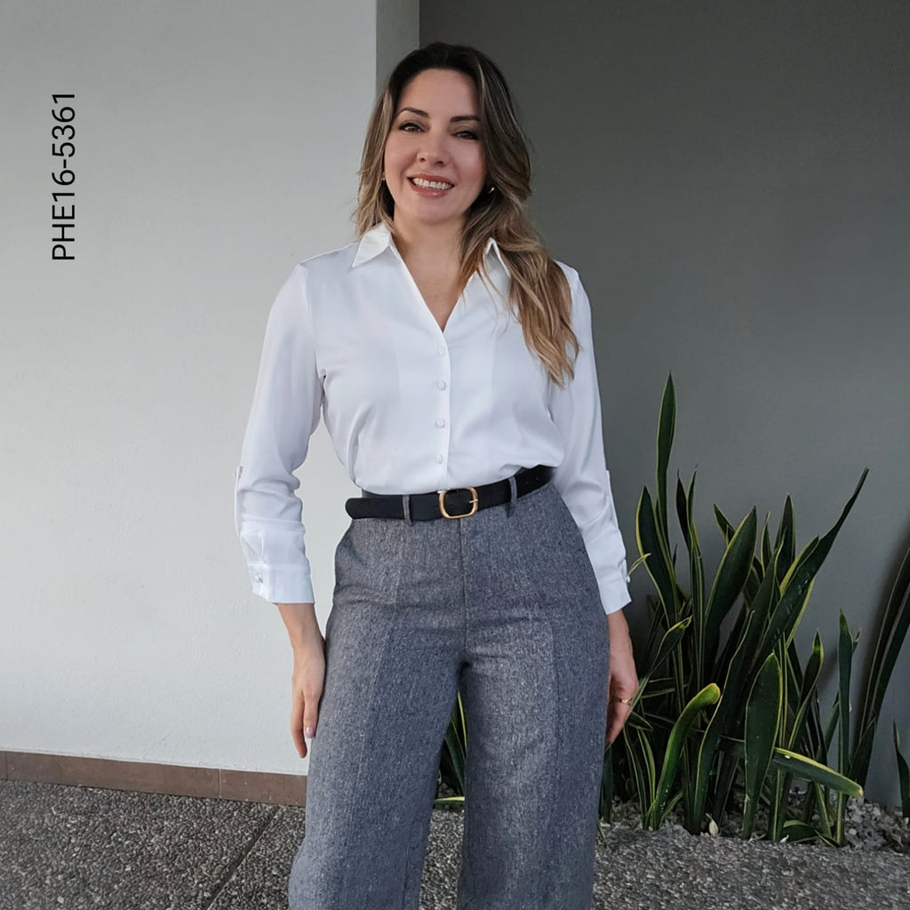 Pantalón de vestir gris con textura P 5361