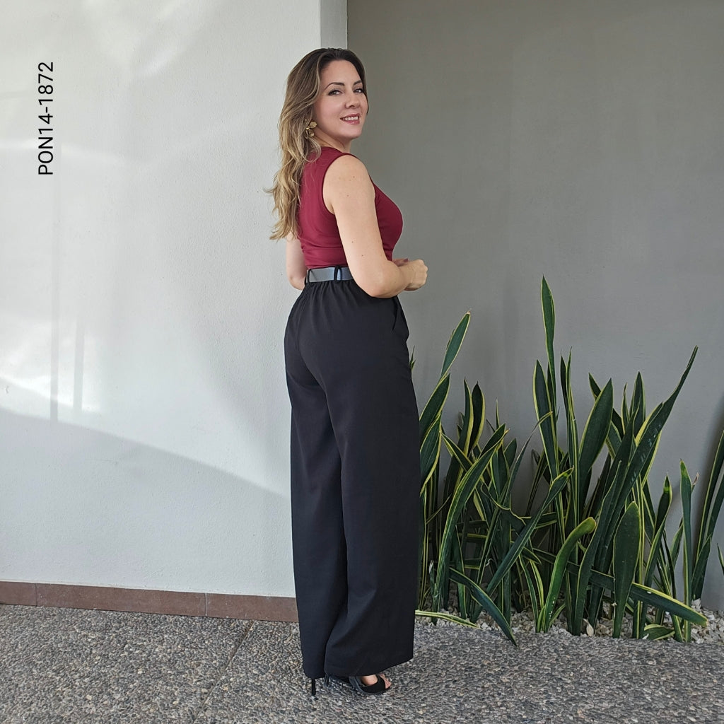 Pantalón Wide Leg de Vestir con Pinzas N 1872