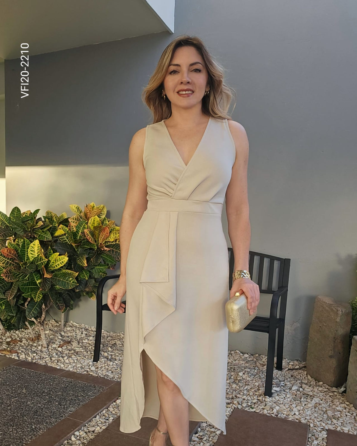 Vestido midi cruzado escote en V T 2210