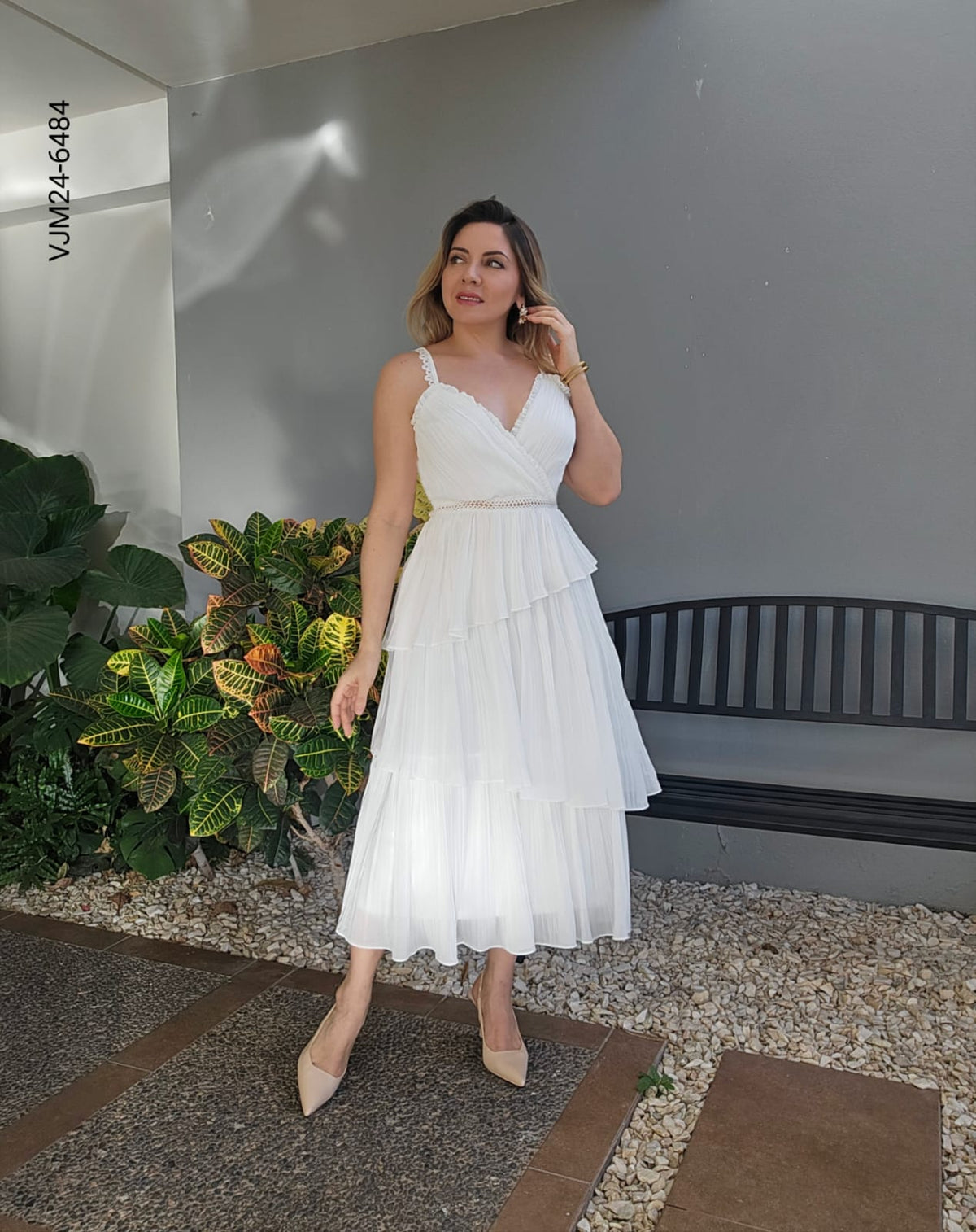 Vestido midi plisado  X 6484