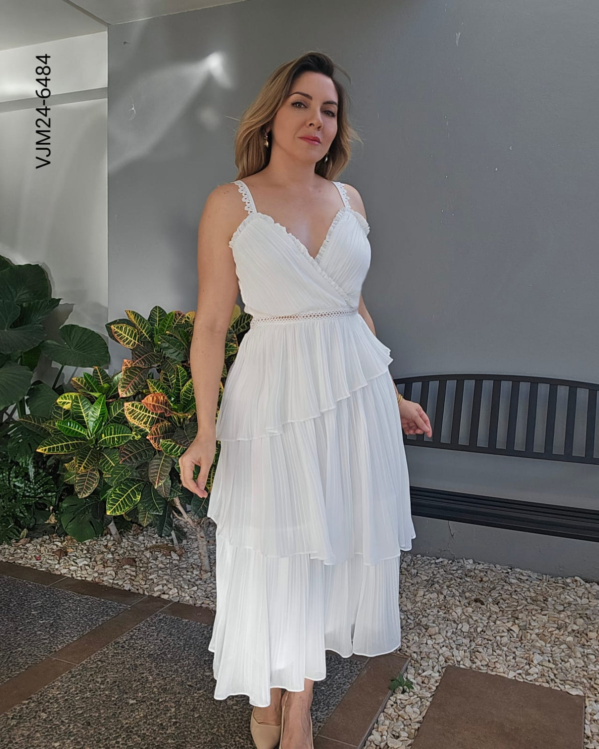 Vestido midi plisado  X 6484