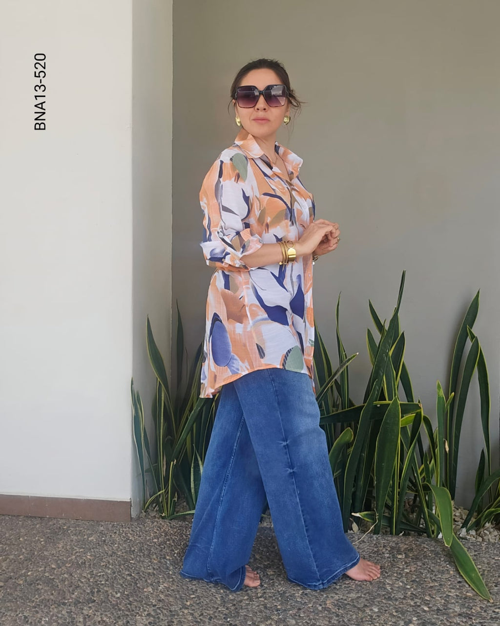 Blusa oversized estampado abstracto M 520