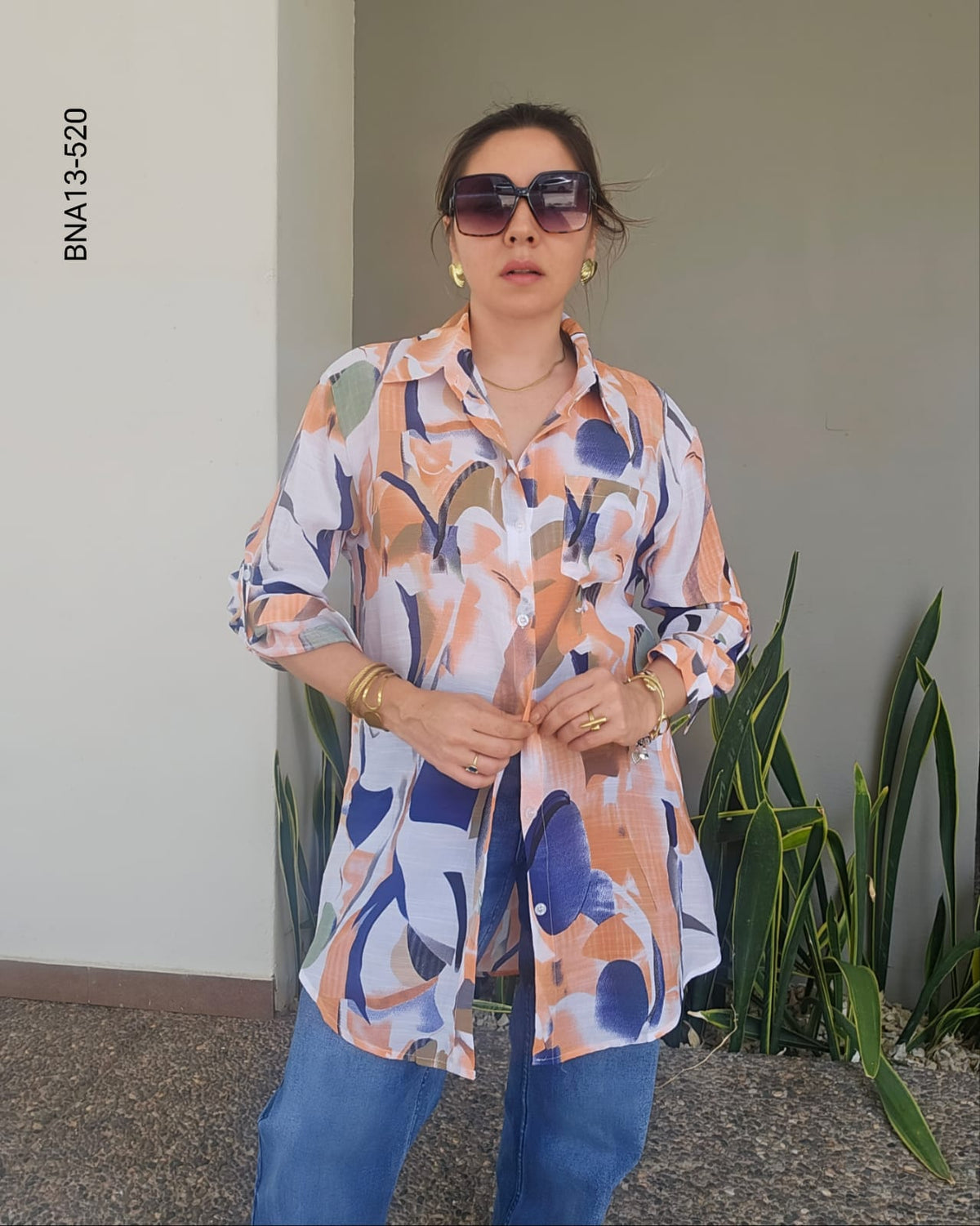 Blusa oversized estampado abstracto M 520