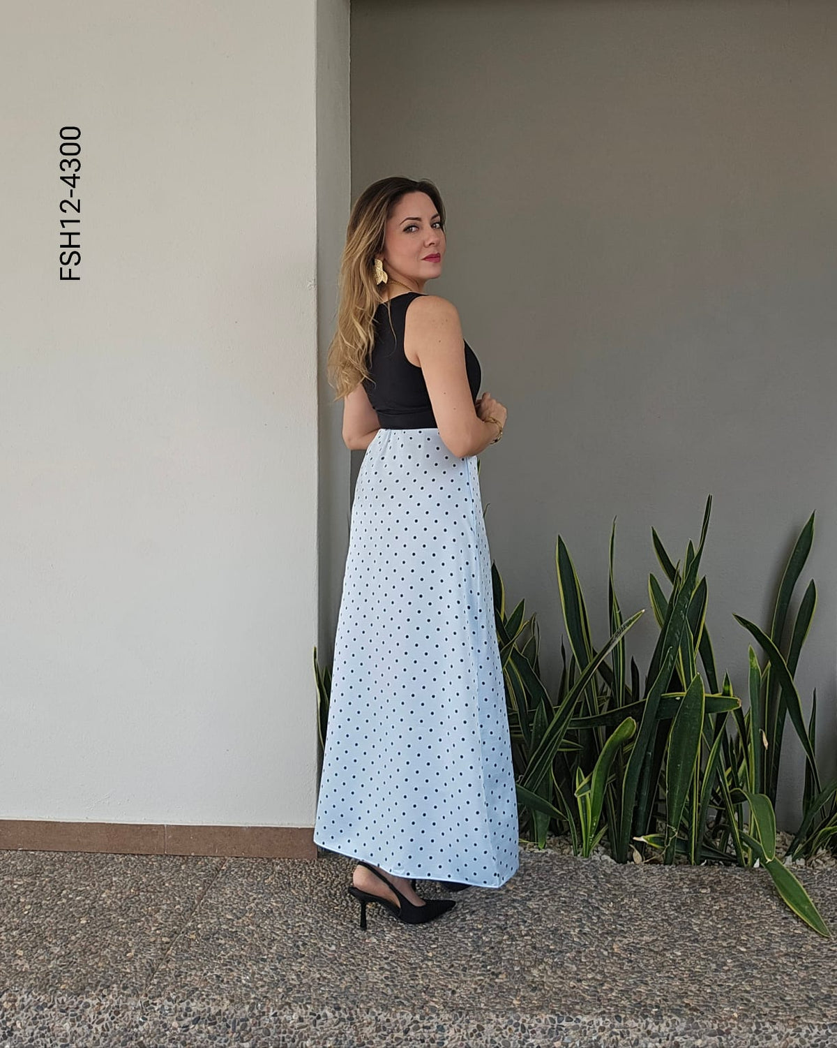 Falda maxi de lunares atemporal L 4300