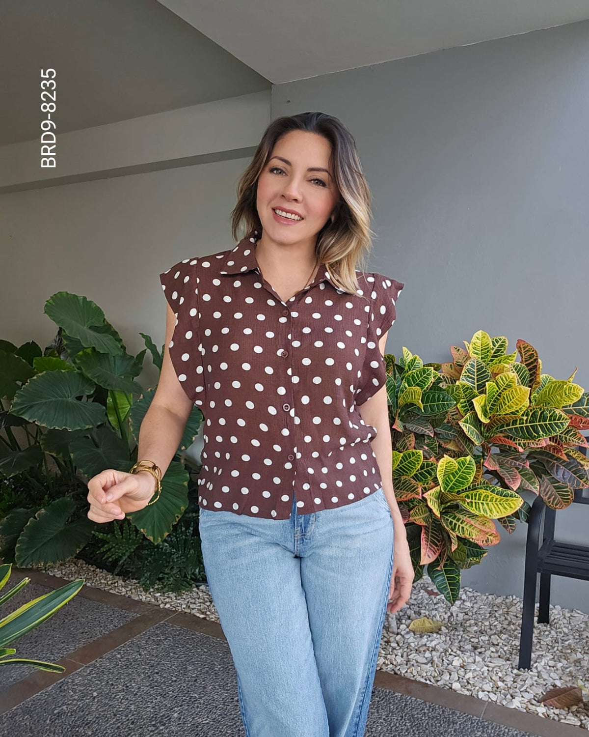 Blusa de lunares corte holgado I 8235