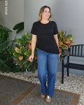 Blusa de manga corta con bajo de encaje H 8257