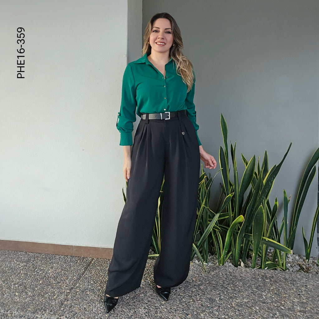 Pantalón de vestir wide leg con cinto P 359