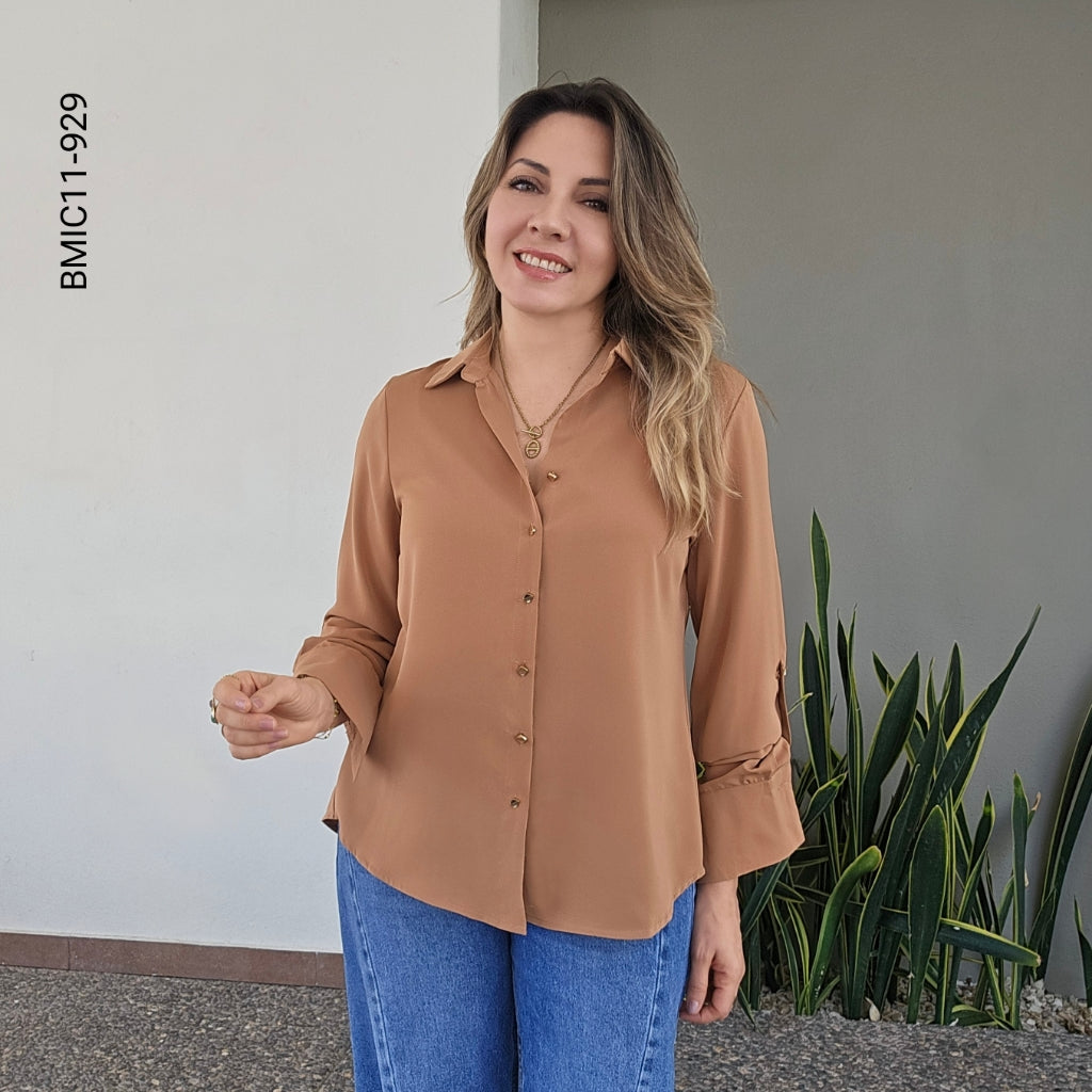 Blusa manga larga corte casual K 929