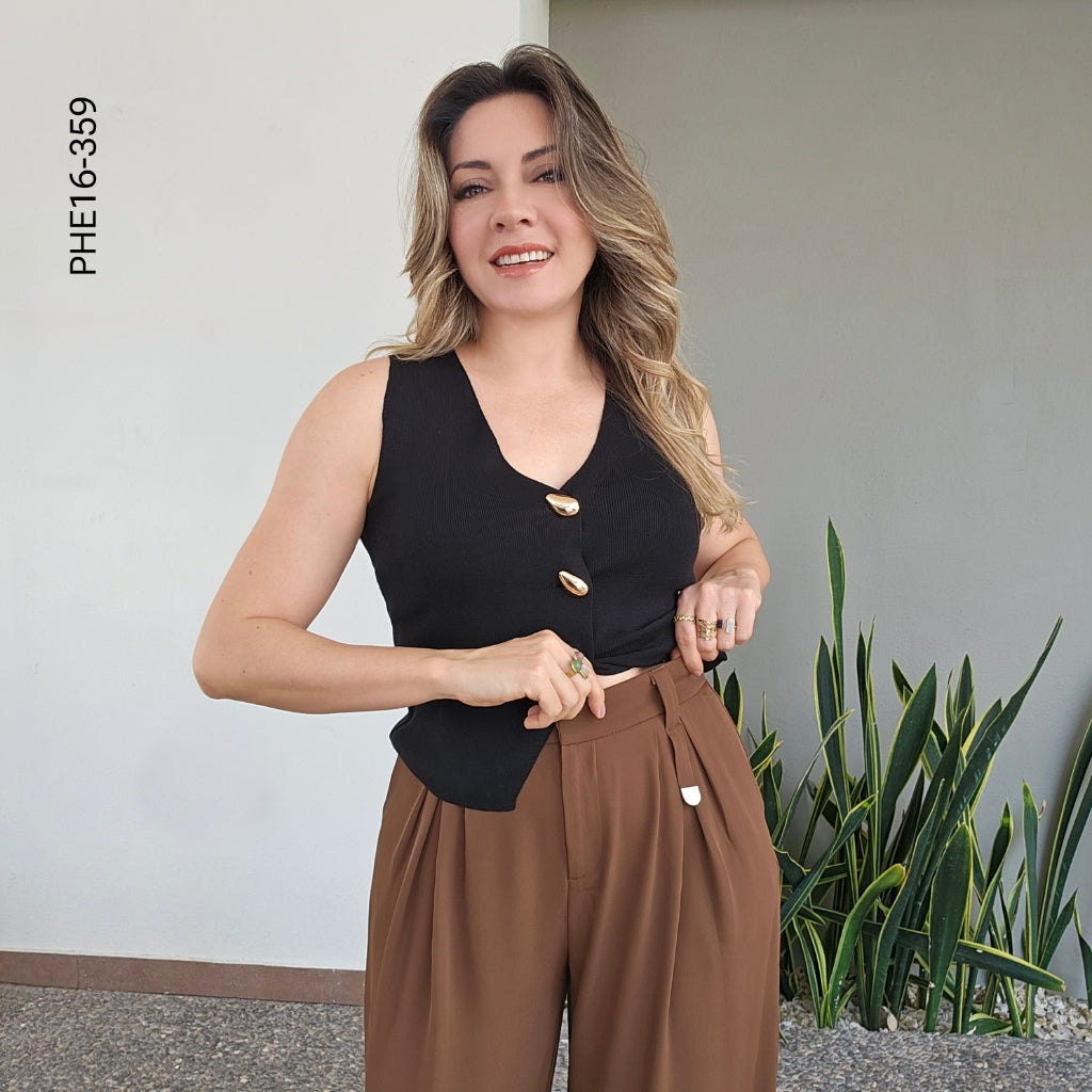 Pantalón de vestir wide leg con cinto P 359